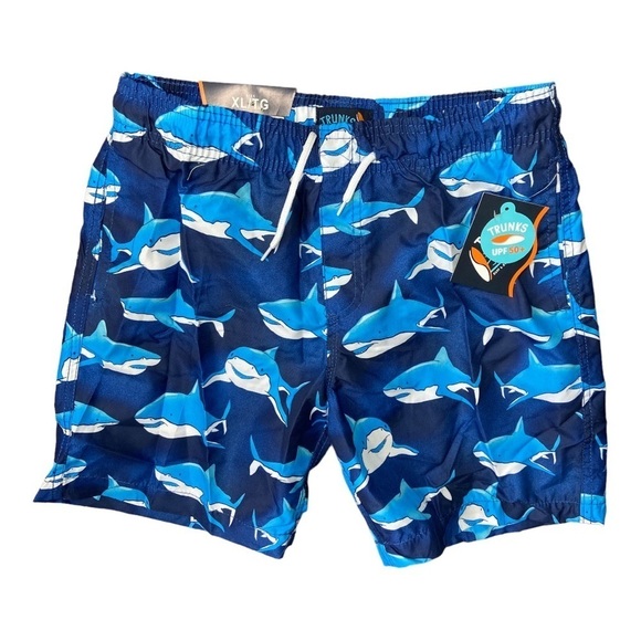 Trunks Surf & Swim Boys Shark Striped Print Swim Trunk Board Shorts Size XL NWT